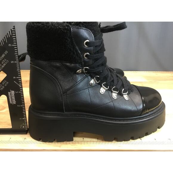 Steve Madden Reyen Combat Booties Women's 7.5 Black Leather Lace Up Casual - Picture 2 of 7